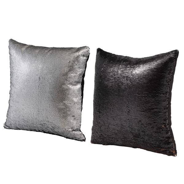 Vintage 16-inch Silver Glamour Throw Pillows (Set of 2)
