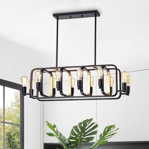 Agnetha Black 12-Light Chandelier with Clear Shade