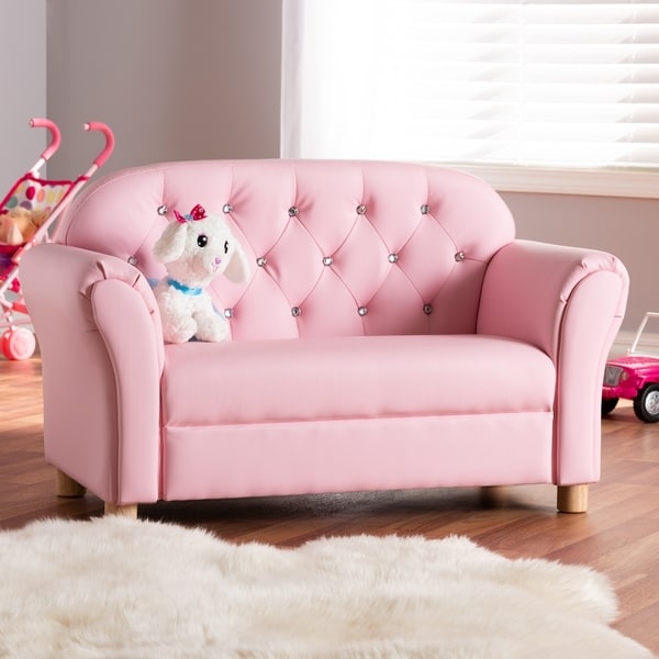 Shop Contemporary Pink Faux Leather Loveseat - Free Shipping Today