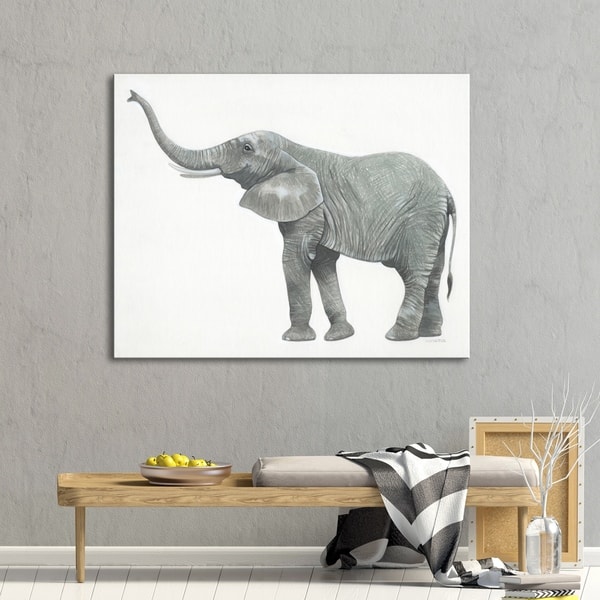 slide 1 of 3, Porch & Den Dusty Modern Grey Elephant Portrait Gallery Wrapped Canvas