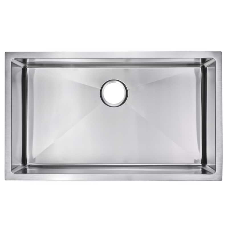 32"X19" Single Bowl 16g SS Undermount Kitchen Sink w Strainer