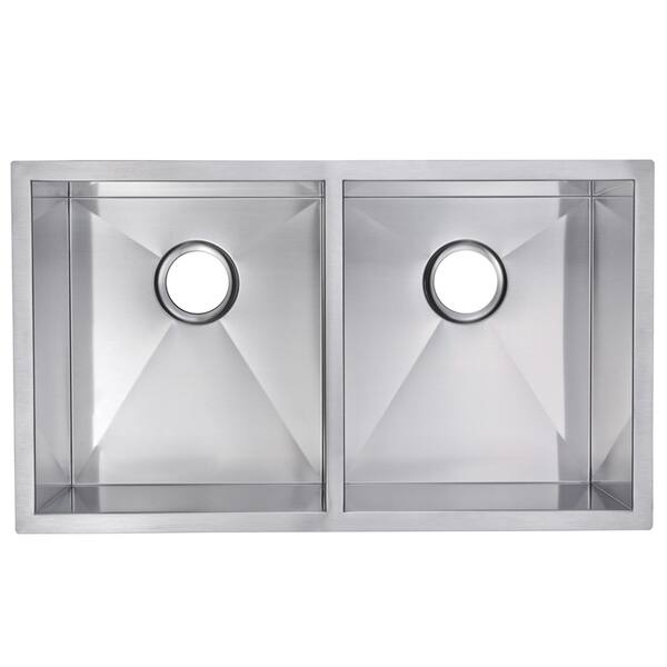 31"X18" 50/50 Double 16g SS Undermount Kitchen Sink w Strainers, Grids