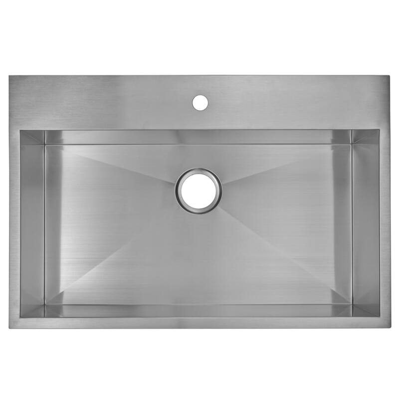 33"X22" Single Bowl 16g SS Drop-In Kitchen Sink w Strainer, Grid