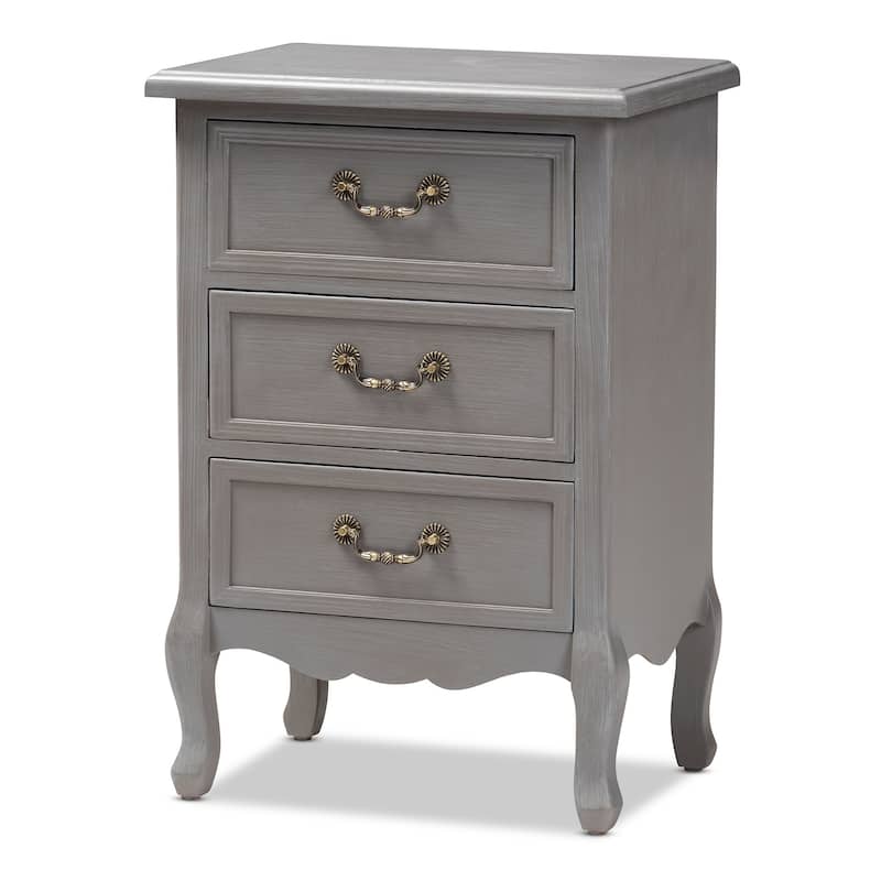 Baxton Studio Capucine Antique French Country Cottage Wood 3-Drawer End Table - Grey