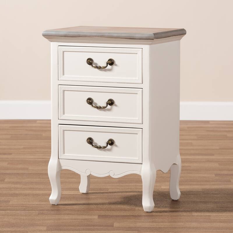Baxton Studio Capucine Antique French Country Cottage Wood 3-Drawer End Table