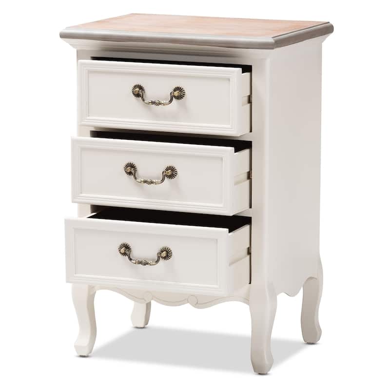 Baxton Studio Capucine Antique French Country Cottage Wood 3-Drawer End Table