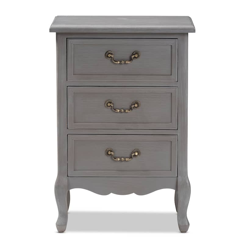 Baxton Studio Capucine Antique French Country Cottage Wood 3-Drawer End Table