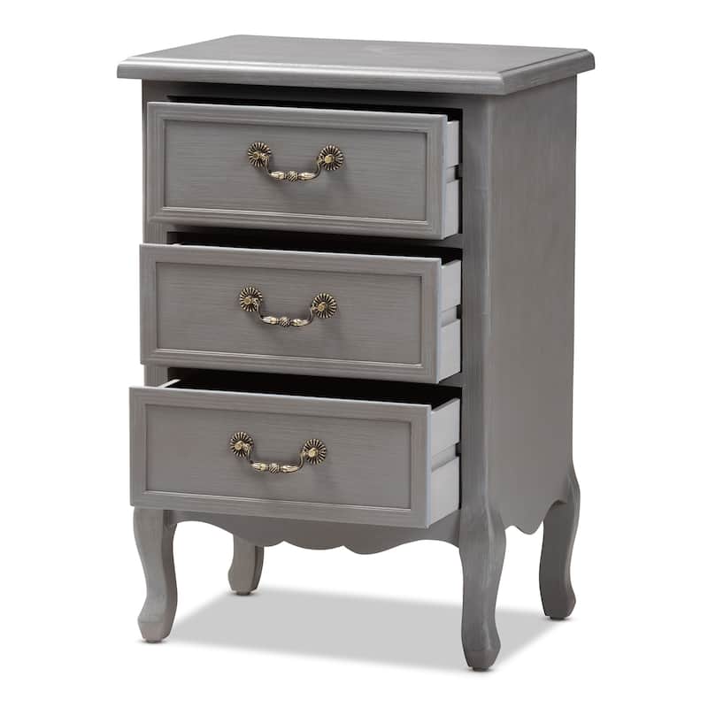 Baxton Studio Capucine Antique French Country Cottage Wood 3-Drawer End Table