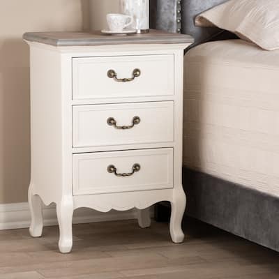 Baxton Studio Capucine Antique French Country Cottage Wood 3-Drawer End Table