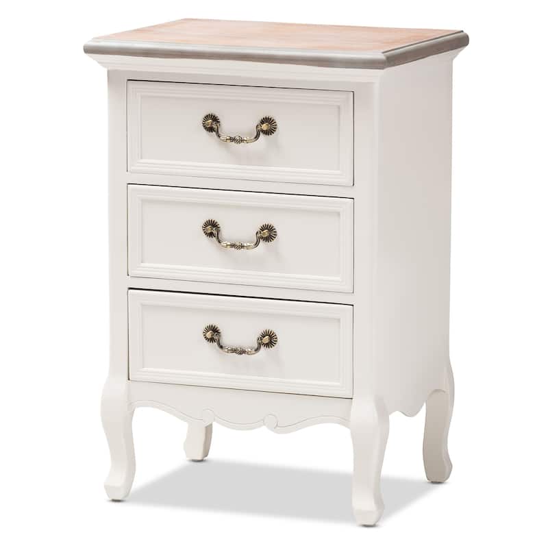 Baxton Studio Capucine Antique French Country Cottage Wood 3-Drawer End Table - White