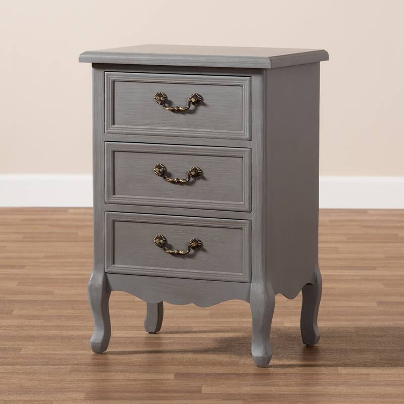 Baxton Studio Capucine Antique French Country Cottage Wood 3-Drawer End Table