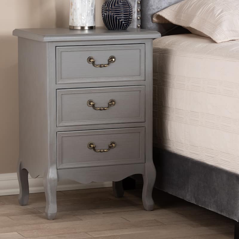 Baxton Studio Capucine Antique French Country Cottage Wood 3-Drawer End Table