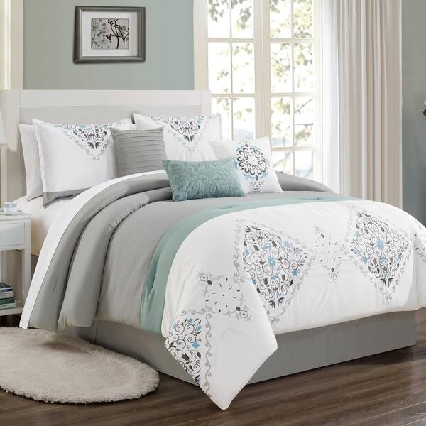 Shop Porch Den Deepwell Embroidery 7 Piece Comforter Set On