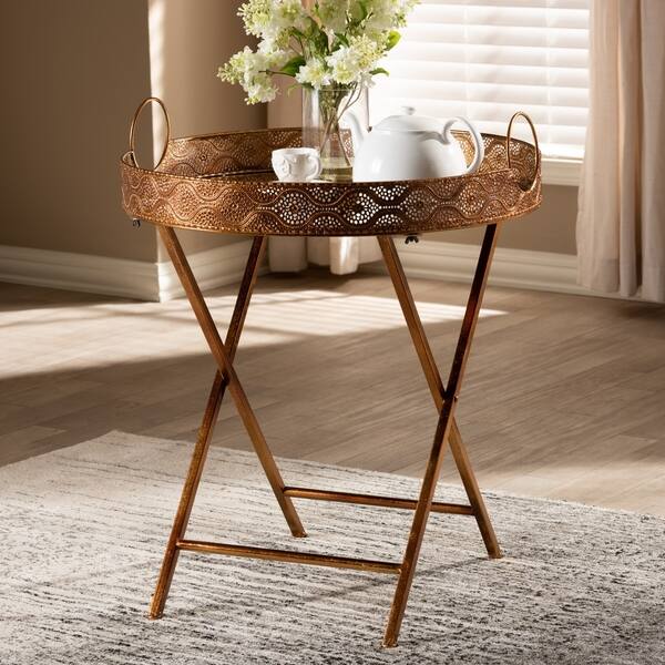 Vintage Style Antique Gold Accent Tray Table Overstock 25658627 These are some of my favorite gold.