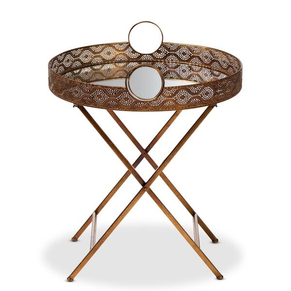 Vintage Style Antique Gold Accent Tray Table Overstock 25658627 Shop gold tray accent table in a variety of styles and designs to choose from for every budget.