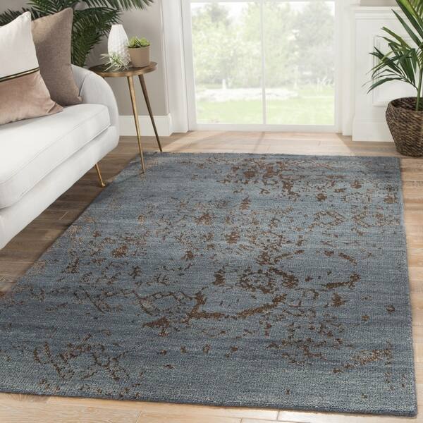 Neila Hand Knotted Abstract Blue Brown Area Rug Overstock 25659190 Blue Brown 2 X 3