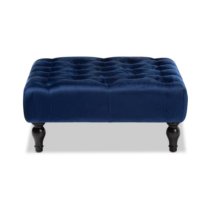 Transitional Velvet Fabric Cocktail Ottoman