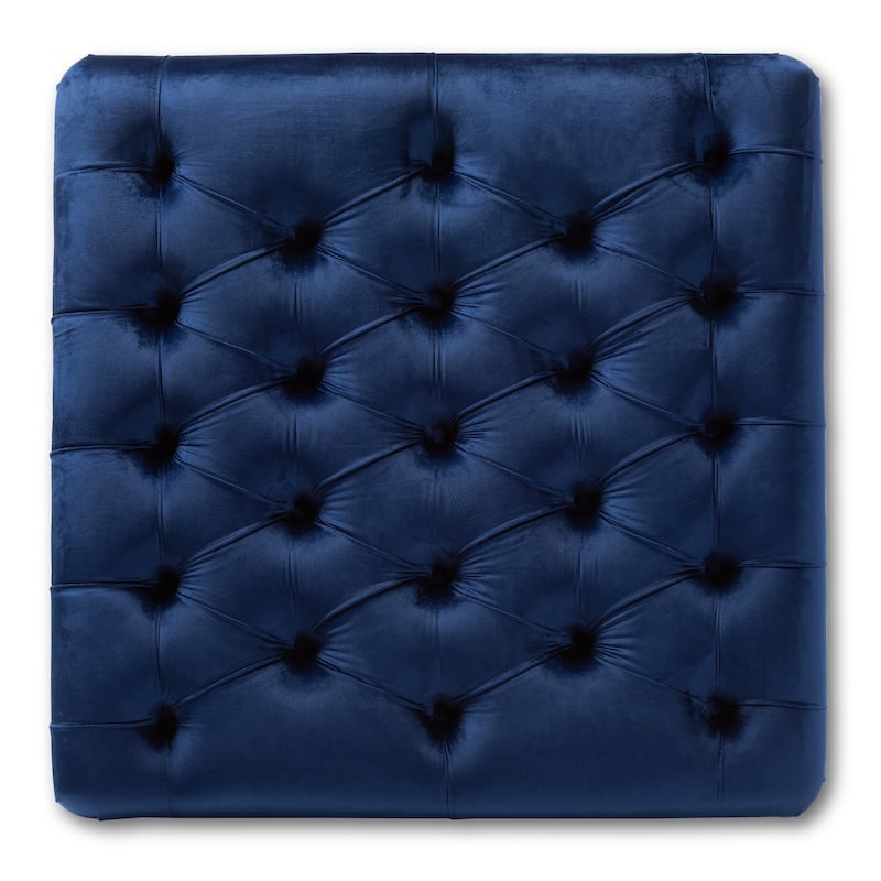 Transitional Velvet Fabric Cocktail Ottoman