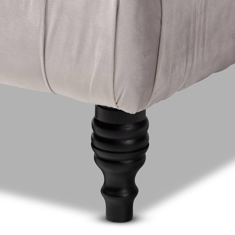 Transitional Velvet Fabric Cocktail Ottoman