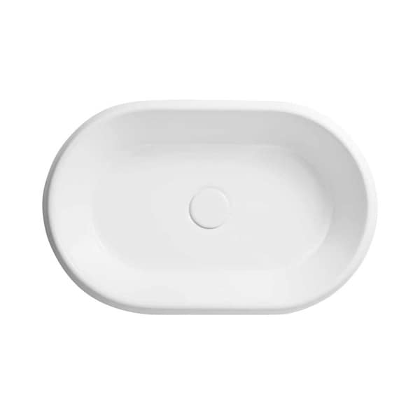 Ronbow Ovi Oval White Ceramic Drop In Vessel Sink Without Overflow