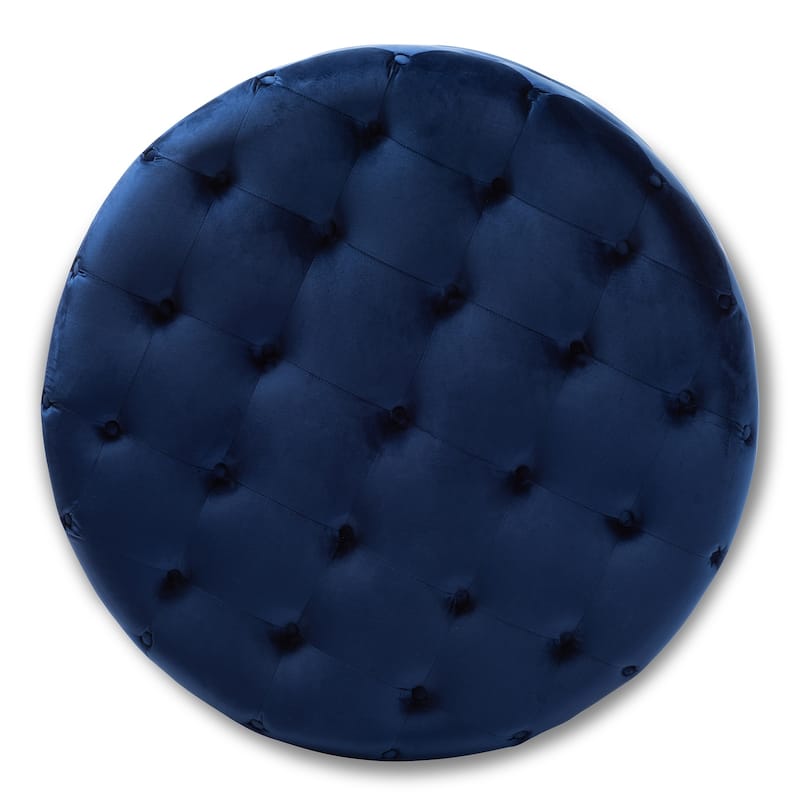 Transitional Velvet Fabric Cocktail Ottoman