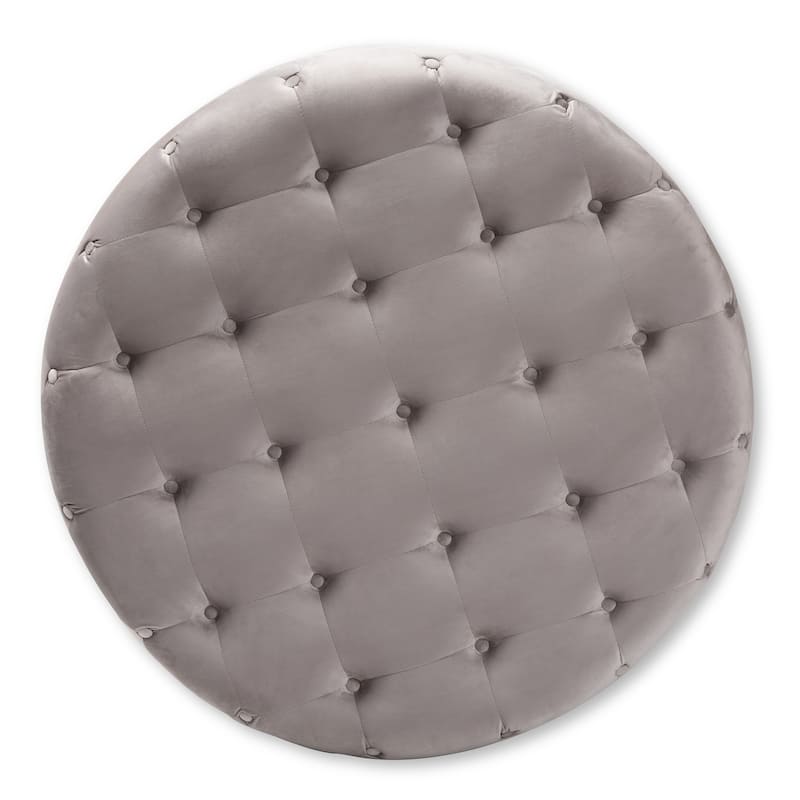 Transitional Velvet Fabric Cocktail Ottoman