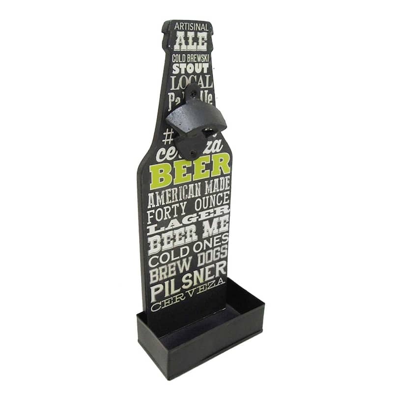 Modern Home Wall Mounted Bottle Opened w/Cap Catcher - chalk beer