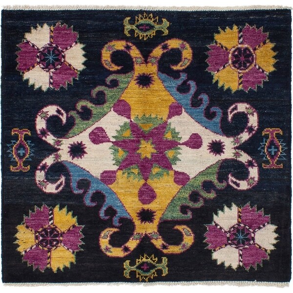ECARPETGALLERY Hand-knotted Shalimar Black, Purple Wool Rug