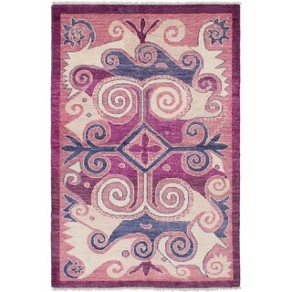 Hand-knotted Shalimar Purple Wool Rug - Bed Bath & Beyond - 25659574