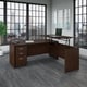 preview thumbnail 8 of 11, Series C Bow-front Sit-to-Stand L-shaped Cherry Office Suite Brown