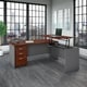 preview thumbnail 1 of 11, Series C Bow-front Sit-to-Stand L-shaped Cherry Office Suite Red