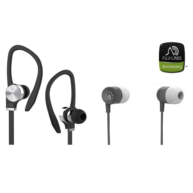 Fuji Labs AUFJ-PSQWTS306BK and AUFJ-SQWMS101Sonique 2-in-1 High Grade In-Line Headphones BUNDLE