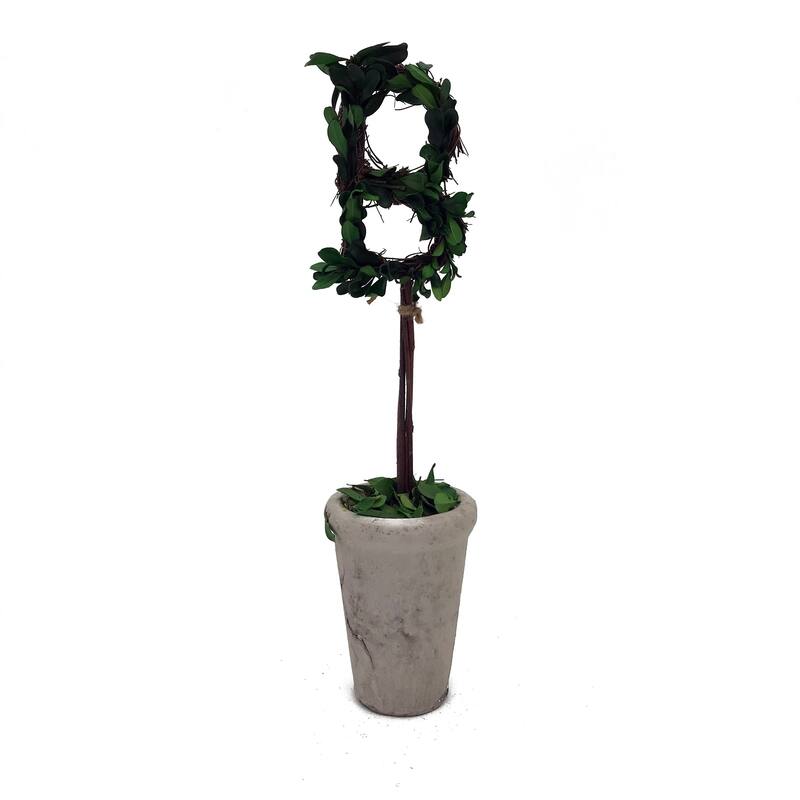 Modern Home 13" Real Preserved Boxwood Monogram Letters w/Terra Cotta Pot