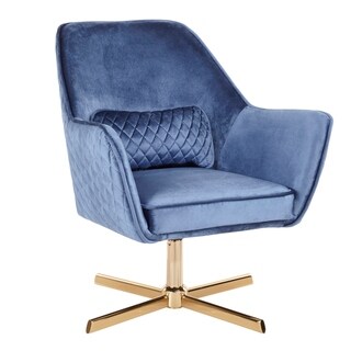 Silver Orchid  Alba Goldtone Metal and Velvet Swivel Lounge Chair (Blue)