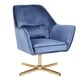 preview thumbnail 8 of 20, Silver Orchid Alba Goldtone Metal and Velvet Swivel Lounge Chair