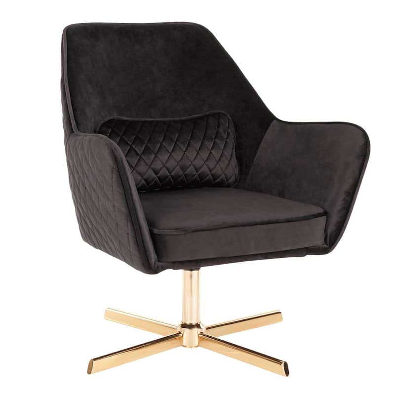 Silver Orchid Alba Goldtone Metal and Velvet Swivel Lounge Chair