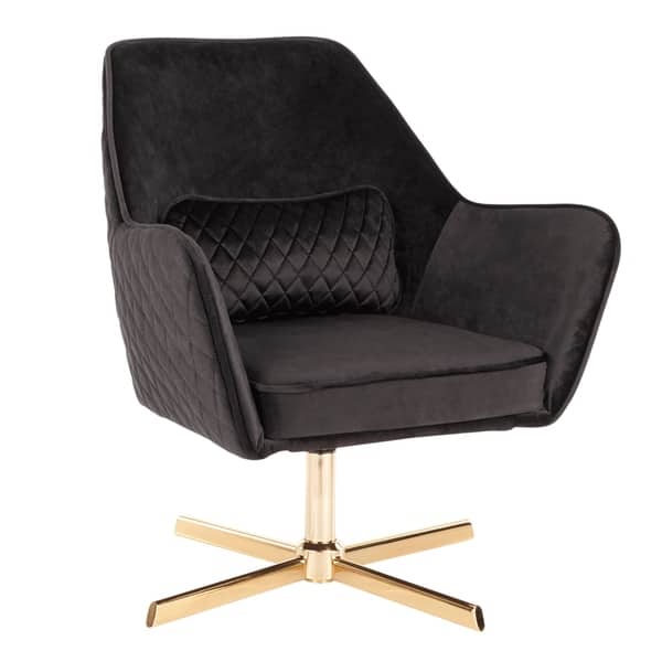 slide 7 of 22, Silver Orchid Alba Goldtone Metal and Velvet Swivel Lounge Chair Black