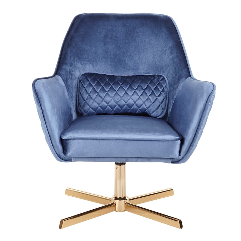 Silver Orchid Alba Goldtone Metal and Velvet Swivel Lounge Chair