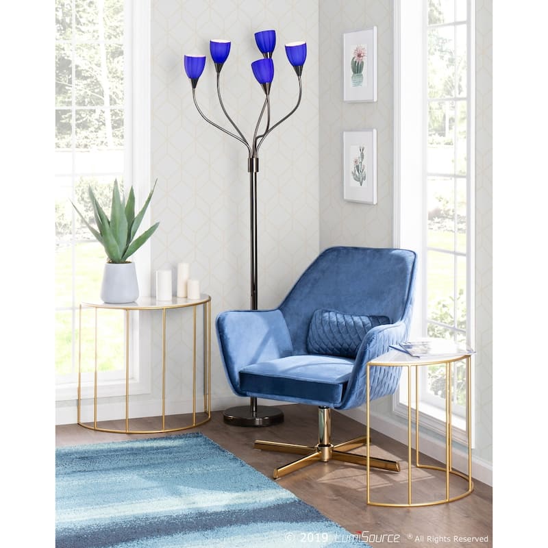 Silver Orchid Alba Goldtone Metal and Velvet Swivel Lounge Chair