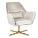 preview thumbnail 13 of 20, Silver Orchid Alba Goldtone Metal and Velvet Swivel Lounge Chair Cream