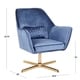 preview thumbnail 6 of 20, Silver Orchid Alba Goldtone Metal and Velvet Swivel Lounge Chair