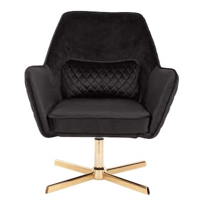 Silver Orchid Alba Goldtone Metal and Velvet Swivel Lounge Chair