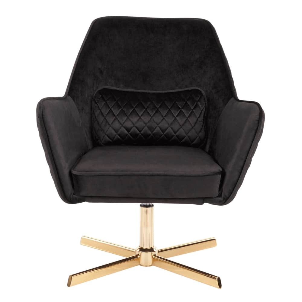 Silver Orchid Alba Goldtone Metal and Velvet Swivel Lounge Chair