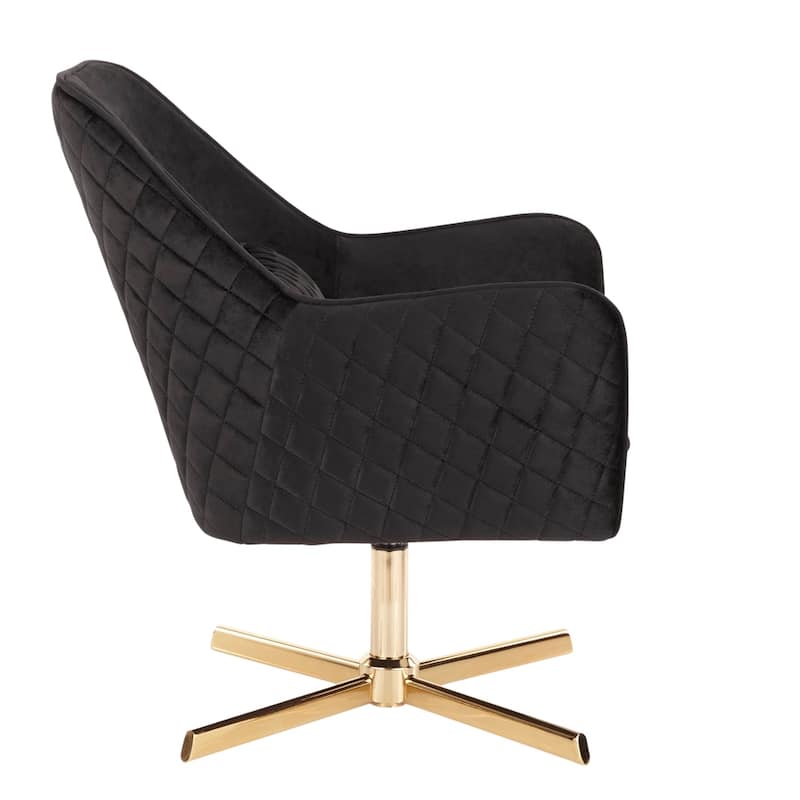 Silver Orchid Alba Goldtone Metal and Velvet Swivel Lounge Chair