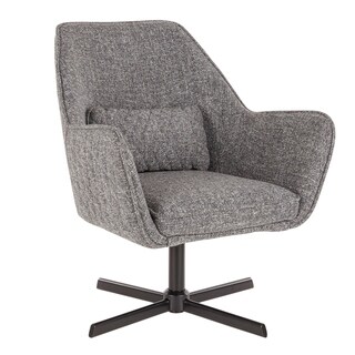 Silver Orchid  Alba Black Metal and Fabric Swivel Lounge Chair (grey noise)