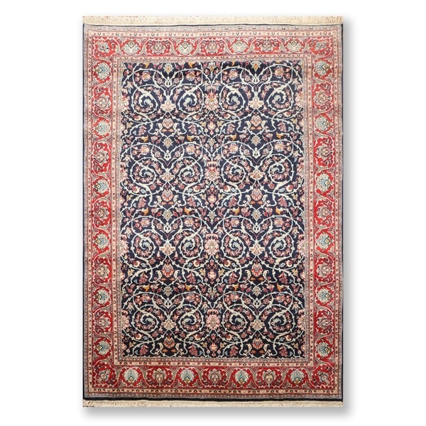 Hand Knotted Wool Persian Oriental Area RugTraditional Yazd 200 KPSI (6'8"x9'11") - 6'8" x 9'11"