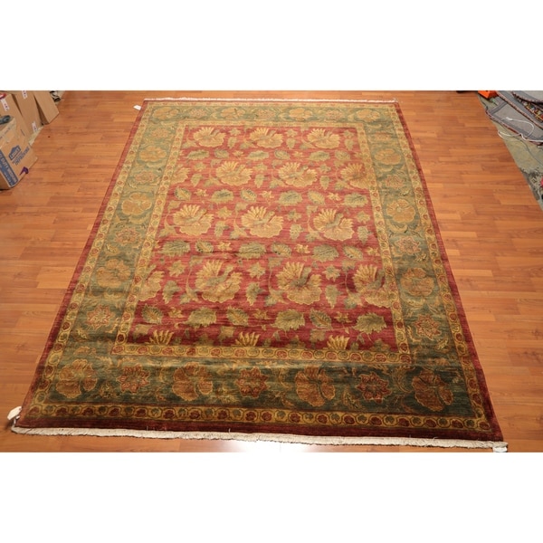 Hand Knotted Agra Tea Wash Veg Dyes Wool Persian Area Rug (9'x11'8") - 9' x 11'8"