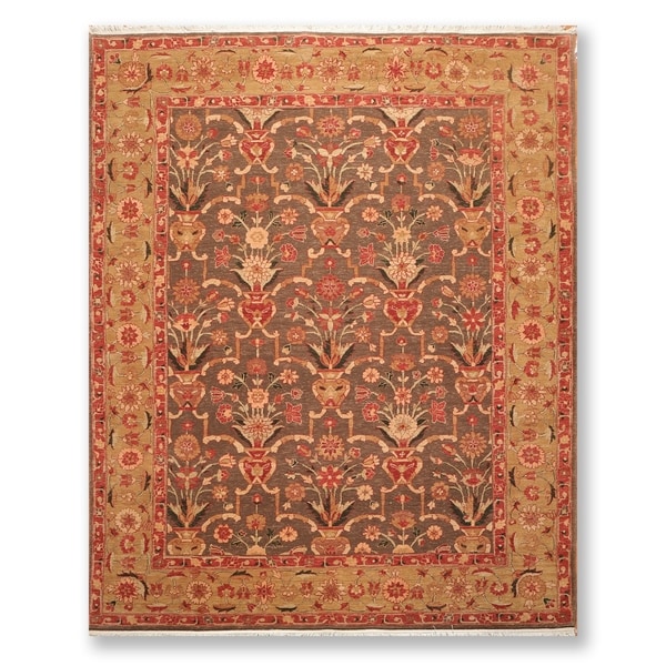 Traditional Vase Design Hand Knotted Wool Persian Oriental Area Rug (7'9"x9'9") - 7'9" x 9'9"