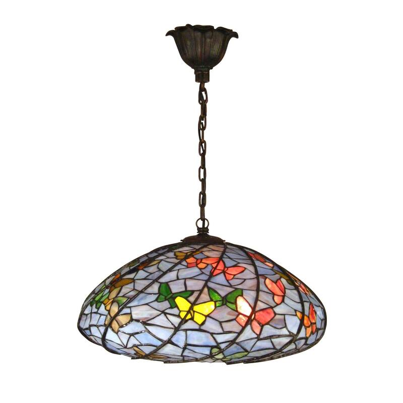 Springdale 20"W Blue Butterfly Tiffany Pendant