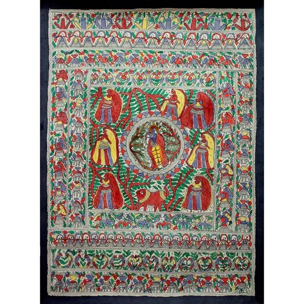 Shop Handmade Krishna With Village Women Madhubani Painting India
